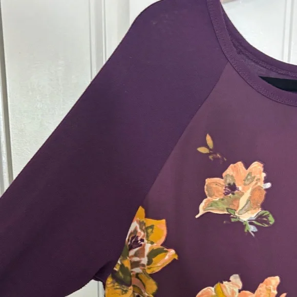 Le Lis Purple Floral Women's Blouse - Picture 3 of 9